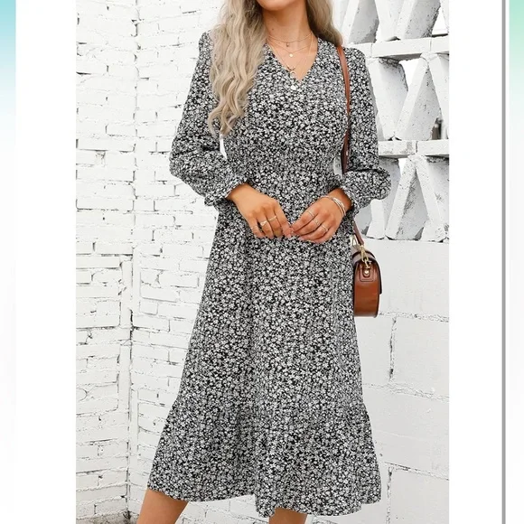 PRETTYGARDEN Long Sleeve Maxi Floral Dress - M - Picture 1 of 14